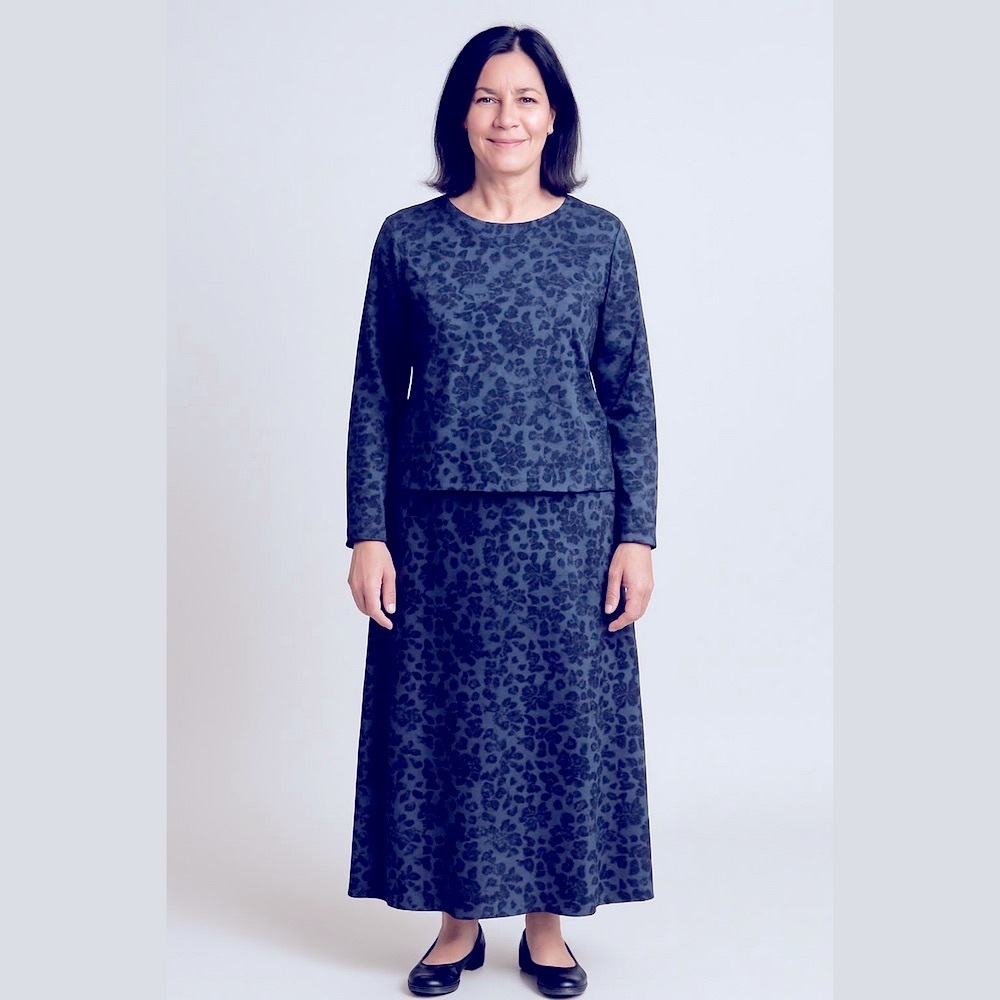 Huis Clos Collection Floral Jacquard Maxi Skirt Set Black Velvet Size 12